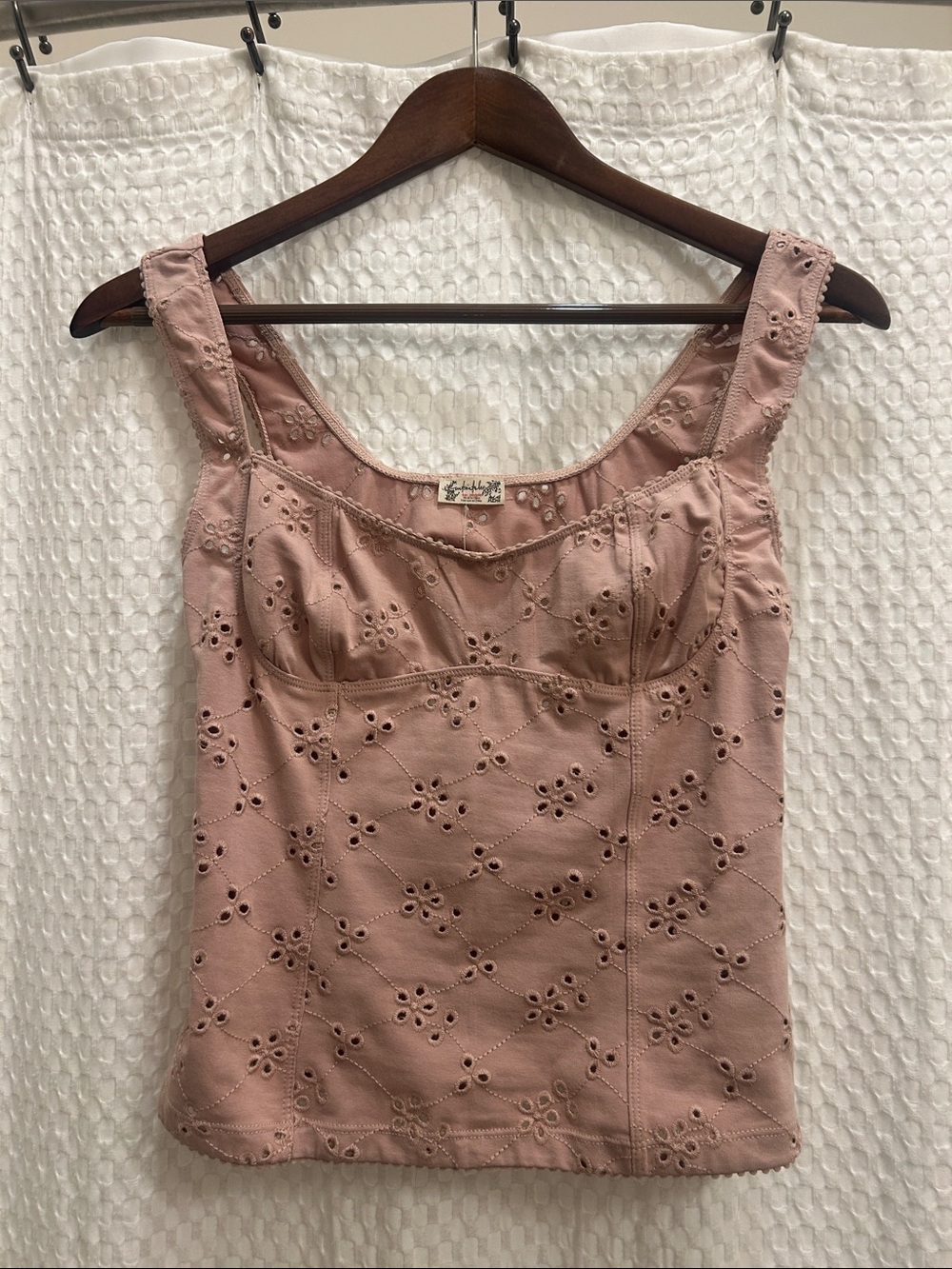 Free People Eyelet Tank Top in Dusty Rose S NWT